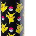 Silver Buffalo Pokemon Pikachu Jump Pattern Stainless Steel Water Bottle with Strap 27 Ounces