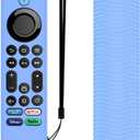 Voice Remote Cover, Silicone Remote Case Compatible with Insignia Firetv Omni Series or TV 4-Series, Lightweight Anti Slip Shockproof Remote Cover Case with Lanyard (Blue Glow)