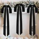Aneco 6 Pieces Large Black Velvet Christmas Bows 35 x 16 Inch Christmas Swag Bow Pre Tied Fence Staircase Wreath Bows Holiday Tree Topper for Xmas Home Door Outdoor Decorations