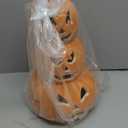 Retisee 3 Tiers 14 Inch Halloween Orange Pumpkin Lantern Decoration with LED Bulbs Lights Large Plastic Stacked Jack O Lantern Pumpkins Lights Indoor for Halloween Front Door Decor Indoor Decoration