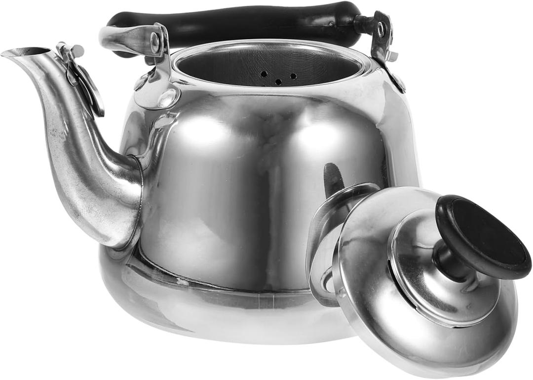 SOLUSTRE Stainless Steel Whistling Tea Kettle for Stovetop 1L Compact Boiling Kettle with Handle Easy Storage Wide Mouth Lid for Quick Cleaning Home Kitchen
