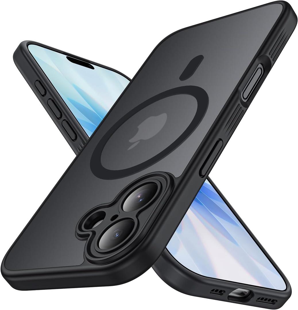 Designed for iPhone 17 Case, Compatible with MagSafe, [Cameratection] [15FT Military Droptection] Shockproof Translucent Matte Anti-Slip Phone Case, 6.3", Black