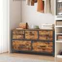 SONGMICS Dresser for Bedroom, Chest of Drawers, Steel, MDF, 5 Non-Woven Fabric Drawers, Storage Organizer Unit, Closet, Entryway, Rustic Brown and Ink Black ULGS322B02S
