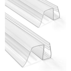 Bathroom Shower Glass Door Bottom Seal Strips, Length 36 Inch 2PCS Transparent PVC Door Bottom Seall Strips for 3/8" (10MM) Thick Framless Glass Panel