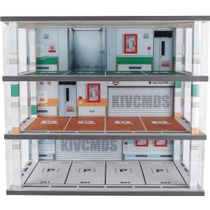 kivcmds Model Car Display Case 1:24 Scale Diecast Diorama Garage with Lights for Lego Alloy Car Collectibles Wood Storage Shelf,3 Tiers of 12 Parking Spaces, One Size