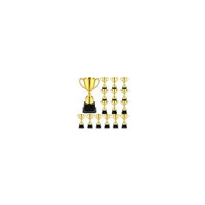 Soaoo 16 Pack 7 Inch Gold Plastic Trophy, Trophies for Awards, Classroom School Rewards Sports Tournament Participation Trophy Award Trophies for Party Favors Props Rewards Winning Prizes