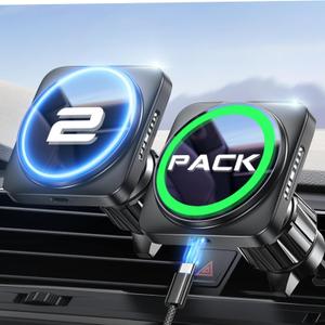 LISEN 2 Pack Fits Magsafe Car Mount Charger for iPhone 17 Car Mount, [Heat Dissipation] 15W Magnetic Wireless Car Charger, 2025 Mag Safe Car Charger Mount Vent Charger for iPhone 17 Pro Max 16 15 14