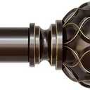 Long Bronze Curtain Rod, Heavy Duty 1 Inch Decorative Curtain Rods for Windows 72 to 144 Inch, Single-Side Adjustable Vintage Rustic Antique Brown Drapery Pole with Netted Texture Finials