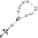 4 x Ziciner 1 PCS Car Rosary for Rearview Mirror, Personalized Blessing Rear View Mirror Hanging Decors, Auto Rearview Mirror Rosary Pendant, Car Interior Hanging Accessories (White)
