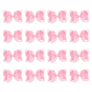 DEEKA 16 PCS 4" Hand-made Hair Bow Grosgrain Ribbon Solid Color Hair Bow Alligator Clips Hair Accessories for Little Teen Toddler Girls -Light Pink