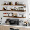 Fun Memories Floating Shelves - 2 Pack 12 Inch Deep Rustic Wooden Wall Shelves - Extra Deeper & Thicker Wall Mounted Storage Shelf for Living Room, Kitchen, Farmhouse - 24" W x 12" D x 1.5" H - Brown