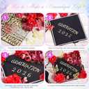 Hoteam DIY Graduation Cap Decorations Kit Included Faux Flowers 3D Butterfly Self Adhesive Rhinestones Glitter Alphabet Letter Stickers for 2026 Grad Cap Topper Party Gifts Decor(Red)