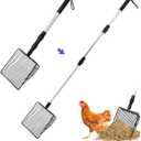 3 in 1 Stretchable Chicken Poop Scooper Chicken Coop Accessories Sifting Shovel for Chicken Coop Chicken Litter Scoop Supplies Separating Poo and Debris from Sand(22.4 to 50 Inch)