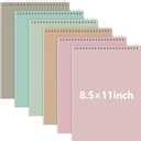 6 Pack 8.5 x 11'' Top Bound Office Steno Book Wide Ruled Double Sided Spiral Notebooks Reliable White Paper 70 Sheets/Pad Pastel Colors Covers for Writing School Notes(Bohemian Color)