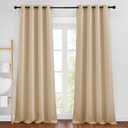 NICETOWN Biscotti Beige Room Darkening Curtains for Living Room, Grommet Thermal Curtains Light & Sound Reducing Window Treatments for Bedroom/Home Family, W46 x L102