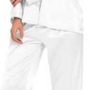 Long Sleeve Pajamas Set Silk Satin Sleepwear Button Down Pjs Loungewear with Pocket (White, Medium)