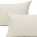 All Smiles 12"x20" Cream Lumbar Throw Pillow Covers Set of 2 Ivory White Rectangle Pillow Cases Oblong Cushion Farmhouse Décor Home Decorations Indoor Outdoor for Bed Sofa Couch Patio Bedroom