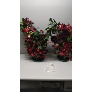 Ling's Moment 41" Tall Fall Free Standing Artificial Flowers Arrangements 2pcs Wedding Aisle Runner Chair Decoration Fake Bordeaux Red for Arch Entryway Ceremony Reception Church Rose Floral Party