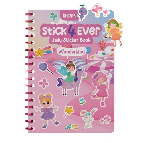 Stick4Ever Jelly Sticker Book - for Kids - Waterproof, Easy to Clean Reusable Sticker Book for Toddlers- Reusable Road Trip Activities for Kids - Stocking Stuffers for Toddlers (Wonderland)
