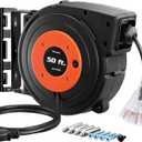 DEWENWILS Retractable Extension Cord Reel, 50 FT Heavy Duty Power Cord, 14AWG/3C SJTOW, 3 Grounded Outlets Lighted Triple Tap, 13 Amp Circuit Breaker, UL Listed (Orange & Black)