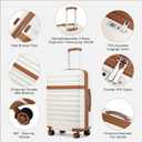 Kono Expandable 28 Inch Large Checked Luggage: ABS+PC Hardside Trolley Travel Case - Hard Shell Suitcase with TSA Lock, Cream - Brown