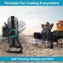 ZZE 14 Inch Battery Operated Fan Rechargeable with Solar Panel, Upgraded with High Airflow Metal Blade Camping Fan, Cordless, Quiet, USB Phone Charge, 5-75H Working Time