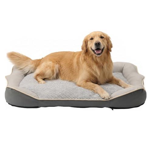 Orthopedic Crate Dog Bed - Waterproof PU Dual-Surface Pet Bed, Comfort Dogs Couch Sofa with Washable Removable Cover,Large Size for Dogs & Crate Use,47.2''