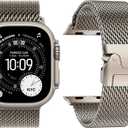 Titanium Milanese Loop Band Compatible with Apple Watch Bands Ultra 3/2/1 49mm 46mm 45mm 44mm for Women Men, Parachute-style Buckle Metal Mesh Strap Bracelet for iWatch Series 11 10 SE 9 8 7 6 5 4