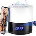 Security Camera with Bluetooth Speaker and Night Light  160 Rotating Camera, 1080P Indoor WiFi Camera for Home Security, Motion Detection, App Control, Local & Cloud Storage (White)