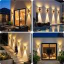 Solar Wall Lights Outdoor 2 Pack, 3000K Dusk to Dawn Lighting Wall Sconce Solar Powered, Modern Aluminum Design, IP65 Waterproof Up and Down Solar Lights Outdoor for House Garage Porch Exterior, 10.6"