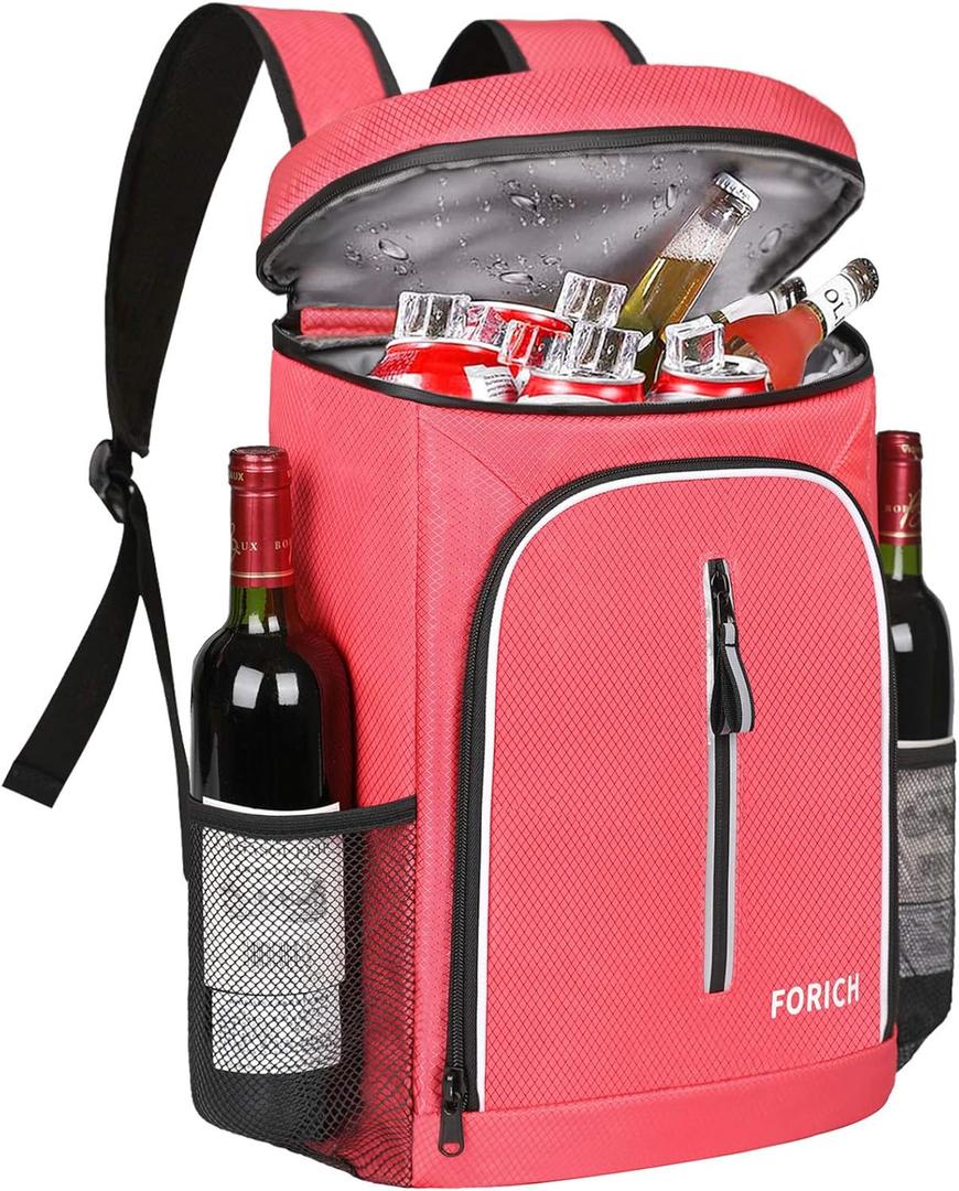 FORICH Soft Cooler Backpack Insulated Waterproof Backpack Cooler Bag Leak Proof Portable Small Cooler Backpacks to Work Lunch Travel Beach Camping Hiking Picnic Fishing Beer for Men Women (Watermelon Red)