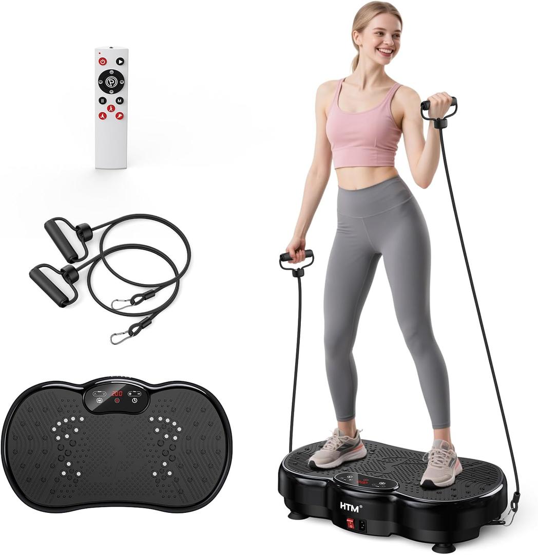Vibration Plate Exercise Machine - 300 lbs Weight Capacity, 120 Speed Levels, 9 Workout Modes for Home Fitness, Muscle Toning & Weight Loss (Black)