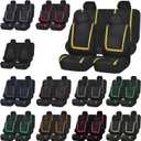 FH Group Car Seat Covers Rear Set Cloth - Car Seat Covers with Removable Headrest,Universal Fit,Automotive SeatCovers,Washable Car SeatCover for SUV,Sedan,Van Black