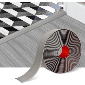 Floor Transition Strip Floor Cover Strips Self Adhesive Flooring Transitions Laminate Floor Strip 2" Wide Vinyl Floor Flat Divider Strip Elegant Wood Grain Design (5cm, 6.56Ft, Gray)
