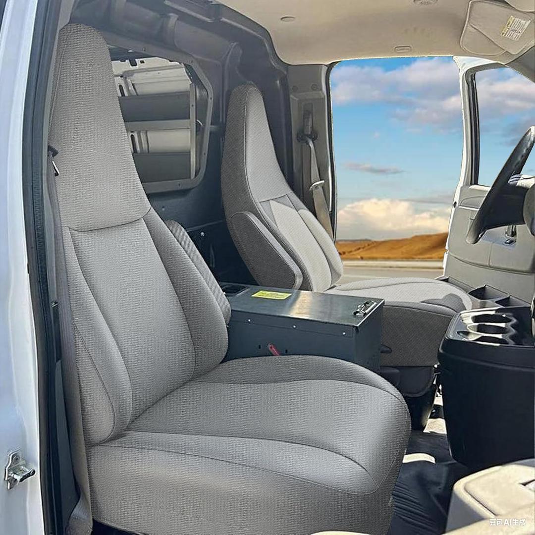 EDIETH Heavy-Duty 600D Oxford Fabric Seat Covers for Chevrolet Express 2010 2011 2012 2013 2014 2015-2025 Tough & Durable Snug Fit No-Slip - Gray