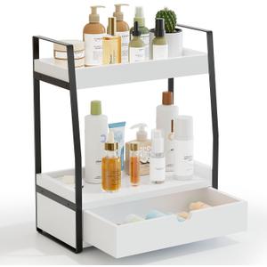 2-Tier Bathroom Organizer Countertop, Bathroom Sink Organizer Countertop, Vanity, Counter Shelf, White