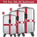 Adjustable TSA Luggage Straps,Cross Suitcase Belts 3-Digit Combination Lock for 20-34" Suitcases,Great Travel Accessory (Black)