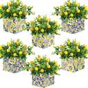 6 Sets Blue Tiles Lemon Table Centerpiece Decor Box and Artificial Lemon Branches Amalfi Coast Capri Positano Lemon Party Supplies for Capri Mediterranean Wedding Birthday Baby Shower Party Decor