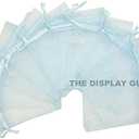 TheDisplayGuys 100-Pack 4x6 Blue Sheer Organza Gift Bags with Drawstring, Jewelry Candy Treat Wedding Party Favors Mesh Pouch