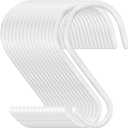 HiGift 16 Pack 6 Inch White S Hooks for Hanging Clothes, Vinyl Coated Large S Hooks for Closet, Non Slip Purse Hanger Bag Hooks Heavy Duty for Hanging Clothes, Handbag, Jeans, Belts, Towels, Plants