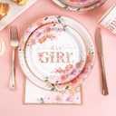 175 PCS Baby Shower Decorations for Girl, Floral Baby Shower Plates and Cups and Napkins Sets Serve 25, It's a Girl Plates Set for Baby Girl Gender Reveal Birthday Party Decorations