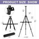 AROIC 6 Pack Painting Display Easel Stand Portable Adjustable Metal Tripod Artist Canvases Height from20to66Inch Extra Sturdy forTable-Top/Floor Painting, Drawingand Displaying,Black with 6StorageBag