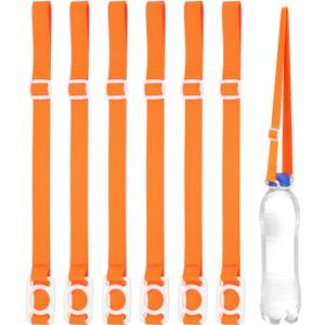 PATIKIL Water Bottle Lanyard, Holder Shoulder Strap with Ring Buckle Carrier Clips for Hiking Outdoor (Orange/White)