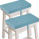 OVOV Bar Stool Cushions Rectangle Saddle Stool Cushion Set of 2 Light Blue, 18"L x 9.5"W