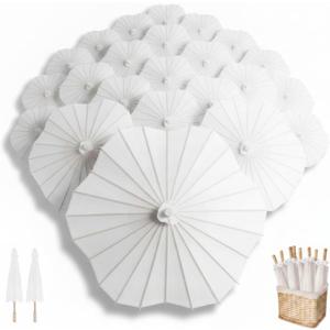 24 Pack 33 Inch White Paper Umbrellas for Wedding