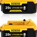 Akkopower Replacement for Dewalt 20V Max Battery: 8.0Ah Lithium Batteries Compatible with Dewalt Battery DCB208 DCB200 DCB206 DCB205 DCB204 Cordless Power Tools 2 Pack