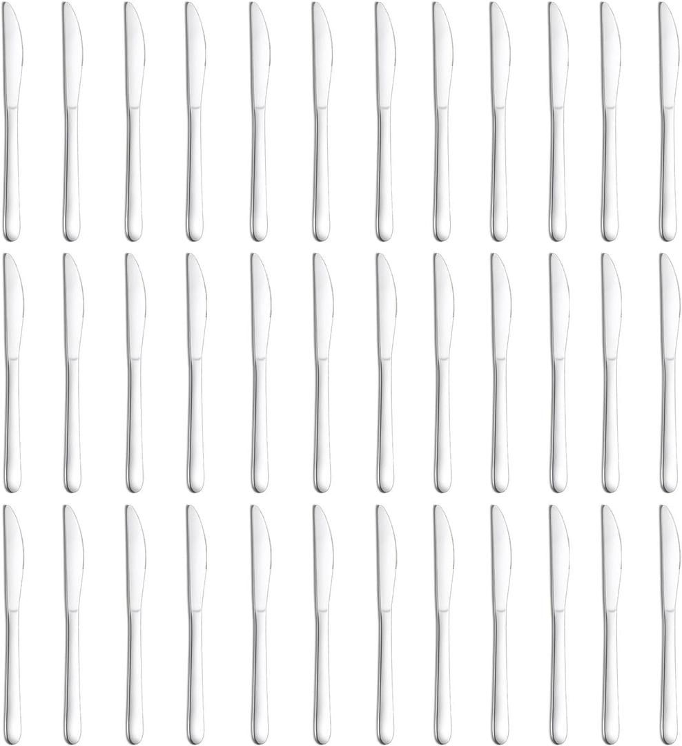 Pleafind 36 Pcs Stainless Steel Dinner Knives - 9.1 Inch Premium Table Cutlery, Durable Butter Knives, Mirror Polished Silverware Flatware for Home Kitchen Restaurant Use, Dishwasher Safe