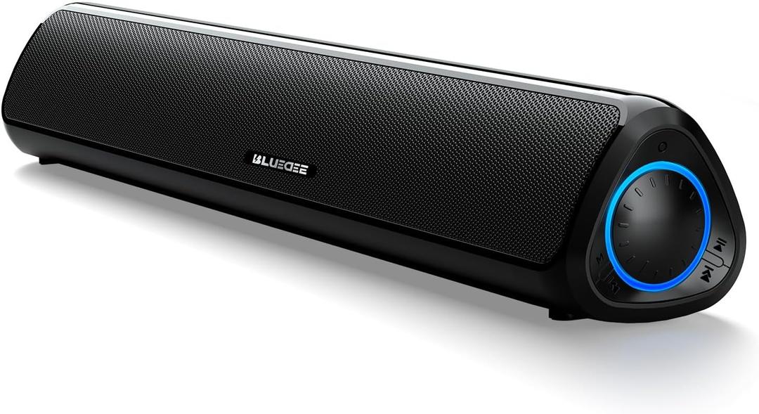 Bluedee Computer Speakers for Desktop PC, Rechargeable Computer Sound Bar with Hi-Fi Stereo Sound, Bluetooth 5.3 & 3.5mm AUX, Slim PC Soundbar for Desktop, Laptop, Monitor & Gaming Setup