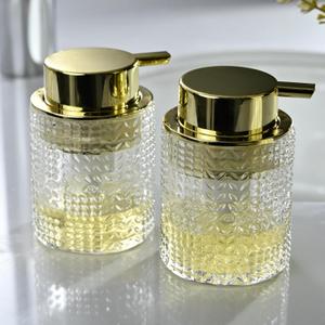 CICUFY Foaming Glass Soap Dispenser,Hand Foam Soap Dispenser for Kitchen & Bathroom-2 PackB-Type Clear Glass/Gold Pump