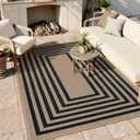 Lahome Enfys Modern Geometric Easy Jute Dining Room Rug, 5x7 Modern Rugs for Living Room Washable Kitchen Mat, Large Non Slip Farmhouse Indoor Outdoor Carpet for Bedroom Dorm RV